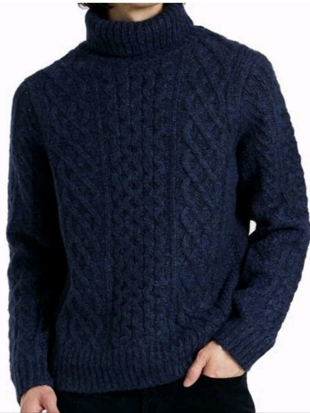 Alex Mill Cable Knit Turtleneck Sweater, Navy Blue, Size Medium, New With Tags